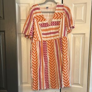 Orange and Pink Patterned Dress